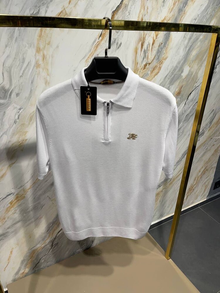 Zıllı Polo Yaka Triko Beyaz