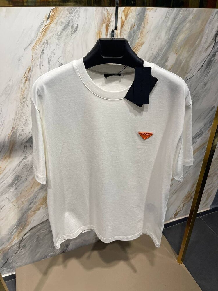 Prada Beyaz Turuncu Amblem Tshirt