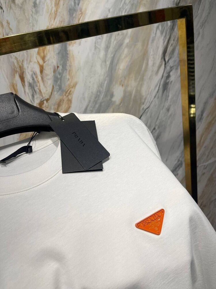 Prada Beyaz Turuncu Amblem Tshirt