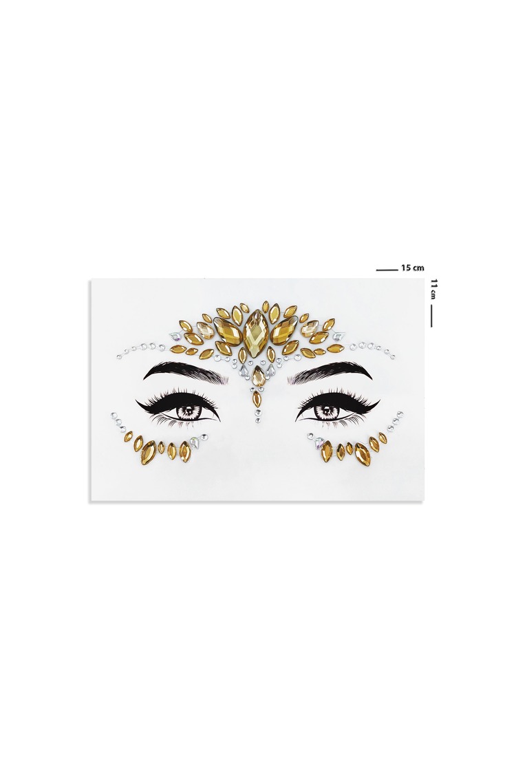 Gold Renkli Kendinden Yapışkanlı Kristal Yüz Taşı Face Gems