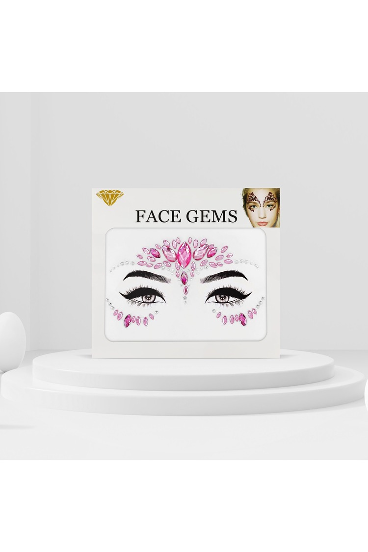 Pembe Renkli Kendinden Yapışkanlı Kristal Yüz Taşı Face Gems