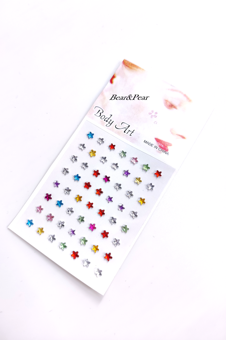 Renkli Yıldız Yüz ve Vücut Taşı Face Gems 56 Parça