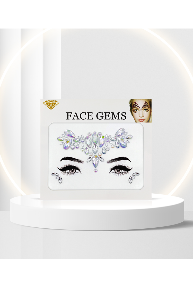 Gümüş Renkli Damla Taşlı Kendinden Yapışkanlı Kristal Yüz Taşı Face Sticker