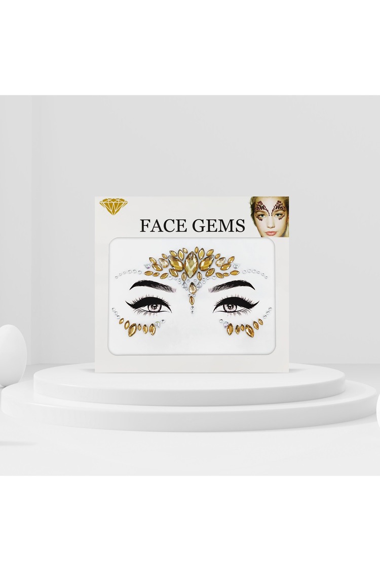 Gold Renkli Kendinden Yapışkanlı Kristal Yüz Taşı Face Gems