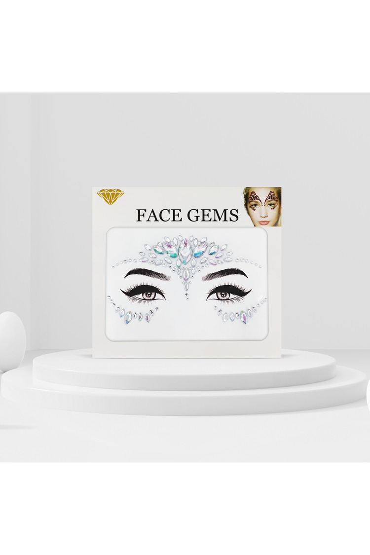 Holografik Renkli Kendinden Yapışkanlı Kristal Yüz Taşı Face Gems