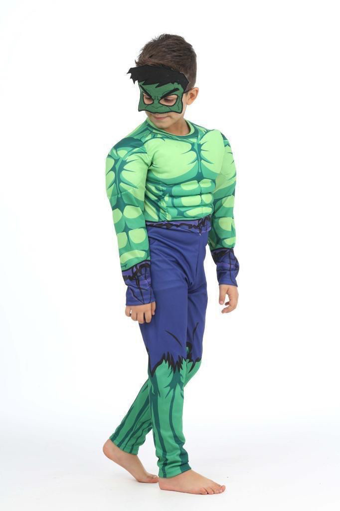 Çocuklar için Kaslı Hulk kostümü/iki farklı renk