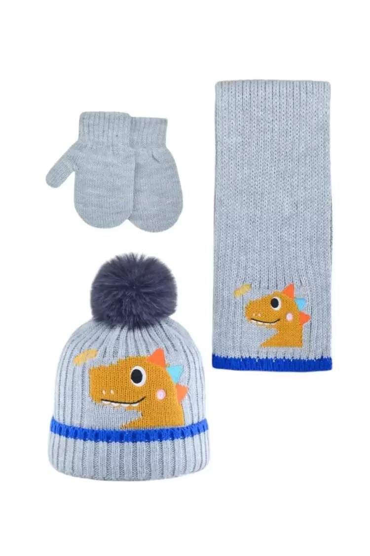 Dinazorlu erkek bebek(12-36 ay) atkı bere eldiven takımı