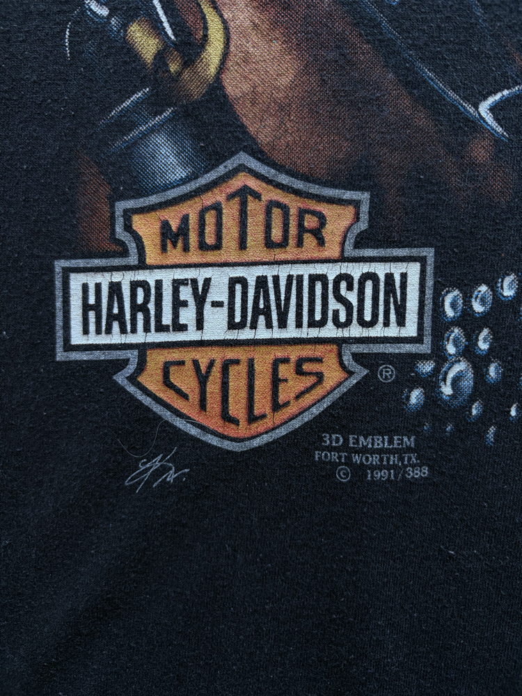 1991 Harley Davidson 3D Emblem Tee Large