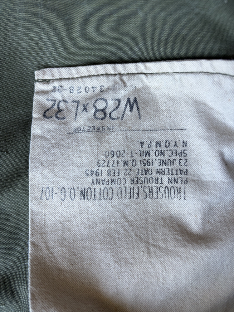 Korean War OG-107 Field Trousers 28x32