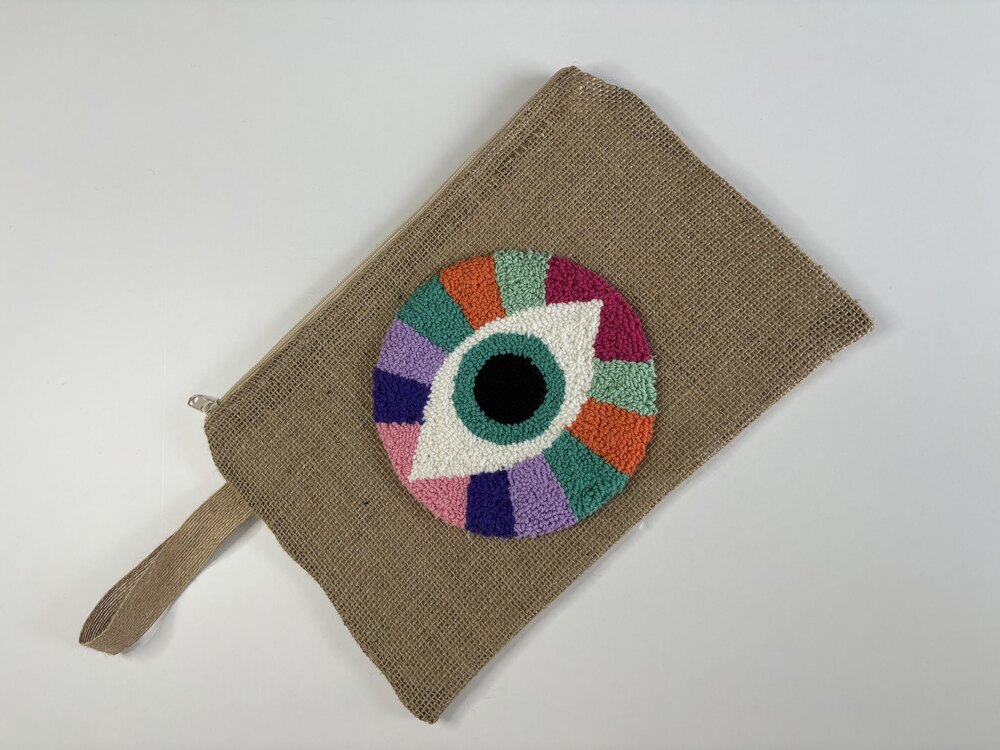 Punch nakışlı Jüt clutch
