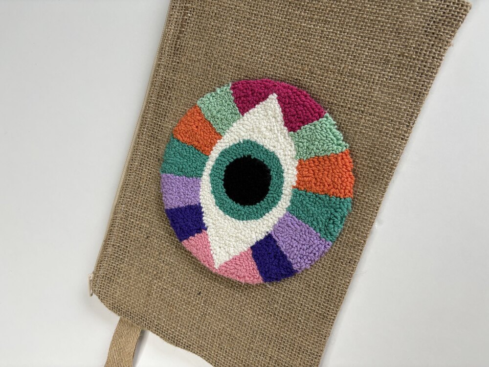 Punch nakışlı Jüt clutch