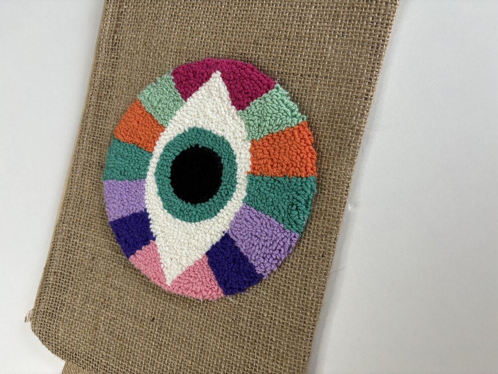 Punch nakışlı Jüt clutch