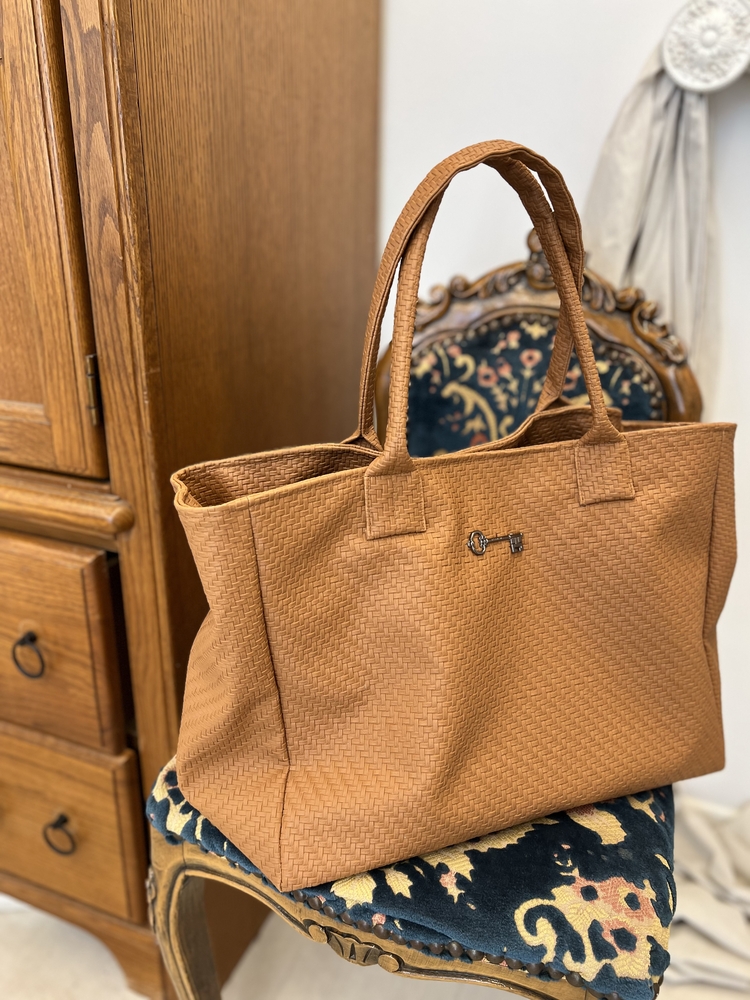Taba Maxi Hasır Deri ShoppingBag