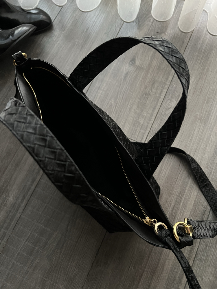 Süet Siyah Hasır City Bag 