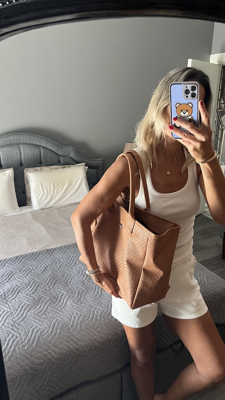 Taba Maxi Hasır Deri ShoppingBag