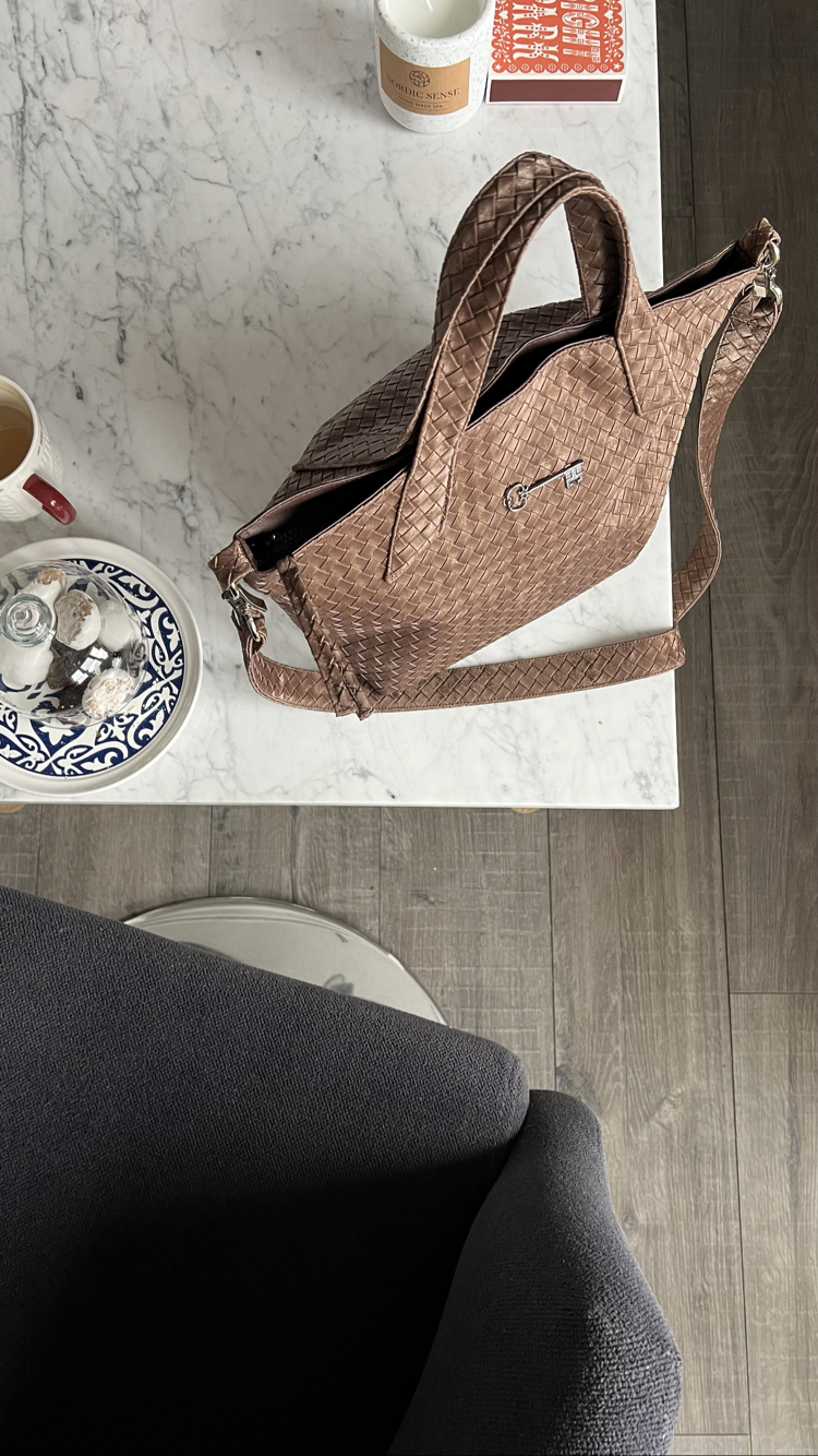 Süet Hasır Kahve City Bag