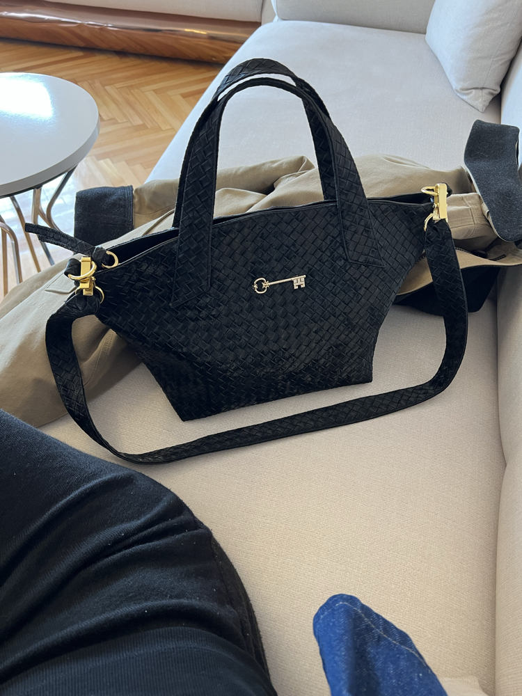 Süet Siyah Hasır City Bag 