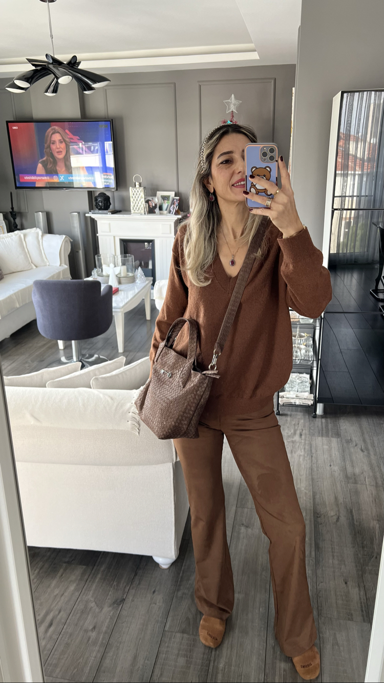 Süet Hasır Kahve City Bag