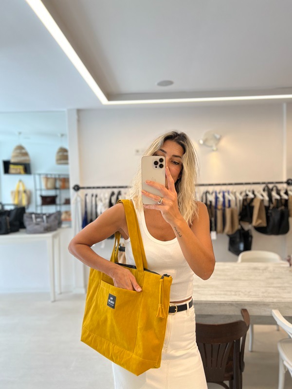 Verona Safran Velvet Nubuk Dokulu Shopper