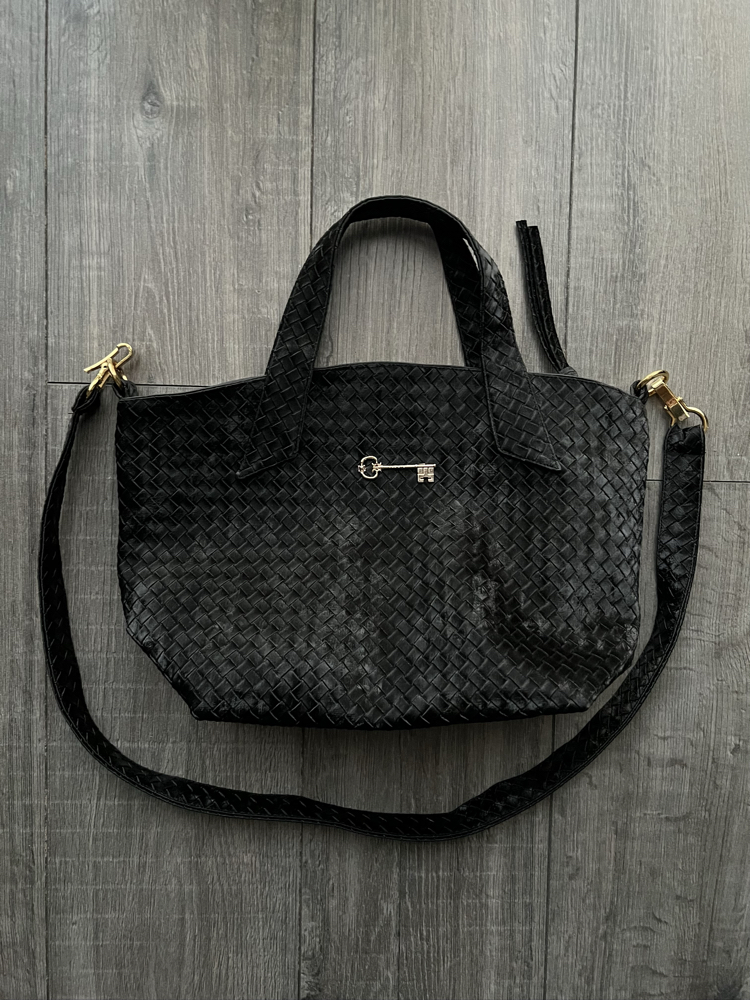 Süet Siyah Hasır City Bag 