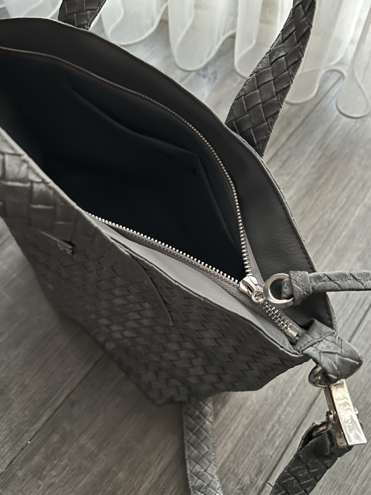 Süet Gri Hasır City Bag