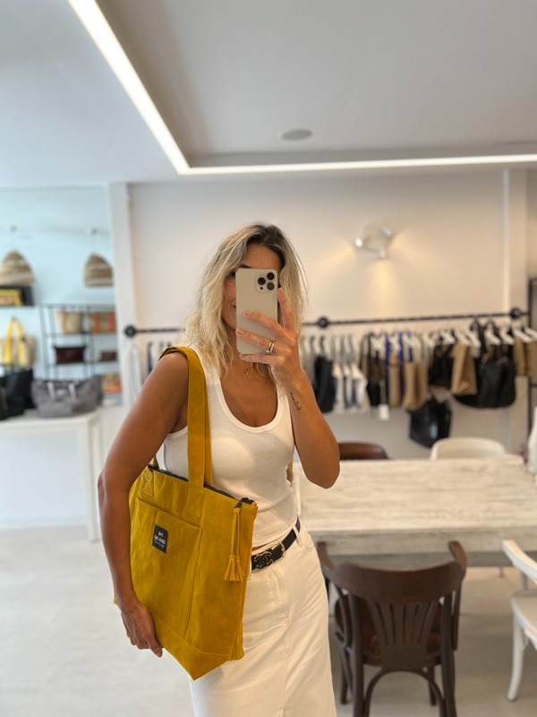 Verona Safran Velvet Nubuk Dokulu Shopper