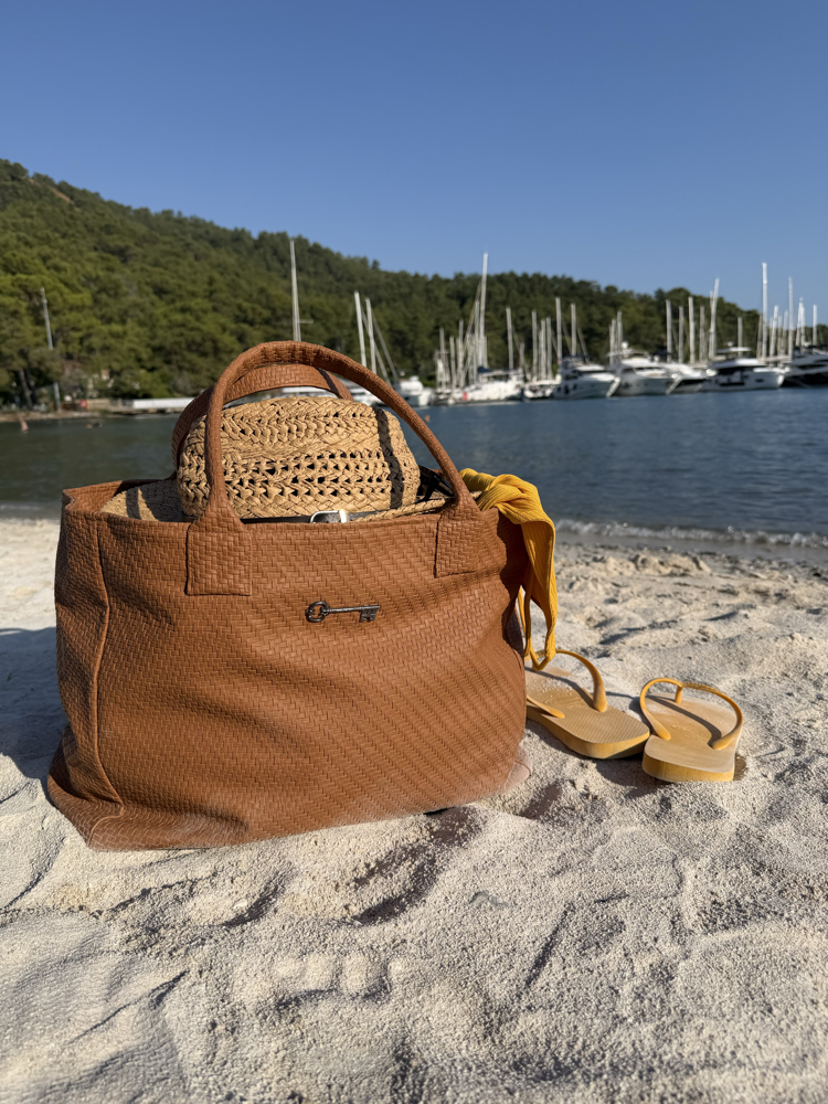 Taba Maxi Hasır Deri ShoppingBag