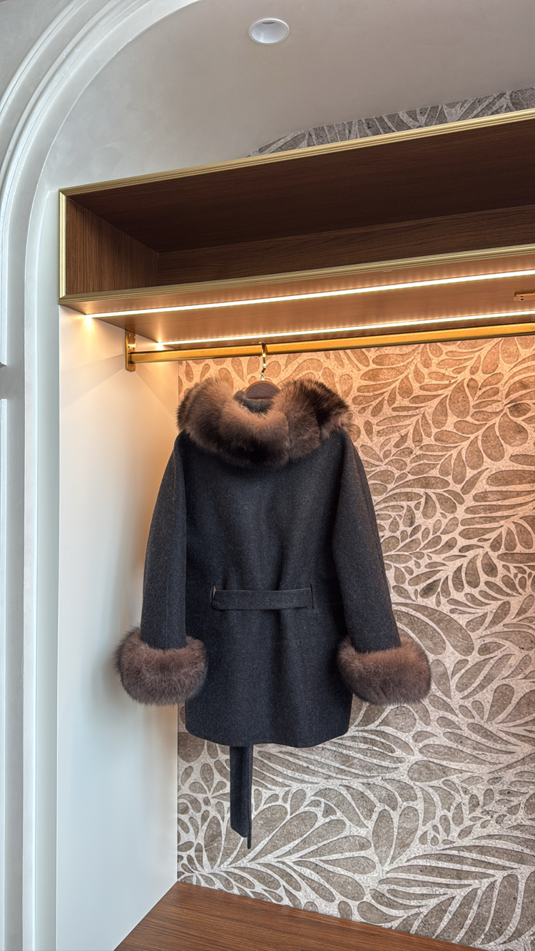 Andrea Fox Fur Caban Noir 