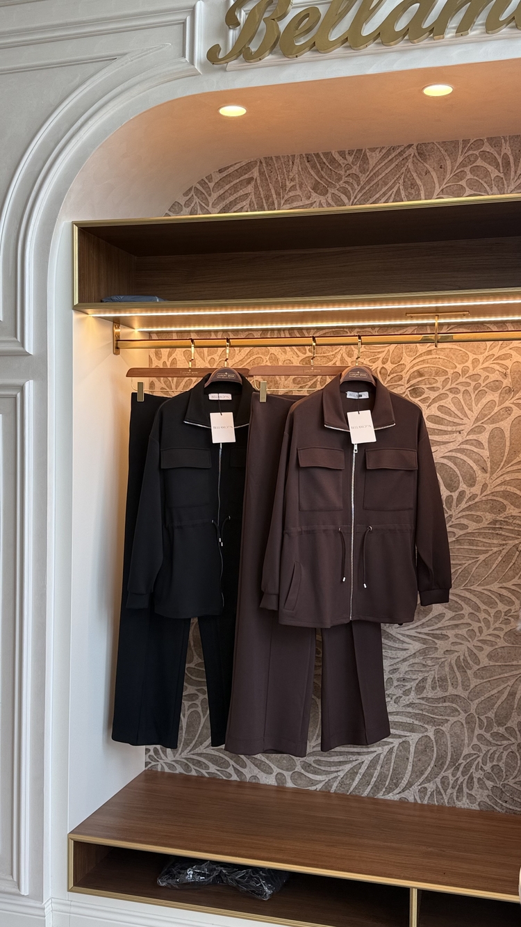 Double Face Piqué Set Brown