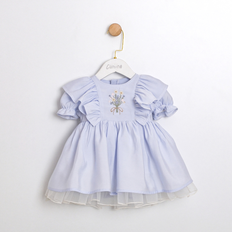 CLAIRE KIZ ELBİSE 6-9 / 9-12 / 12-18 / 18-24 AY - MAVİ