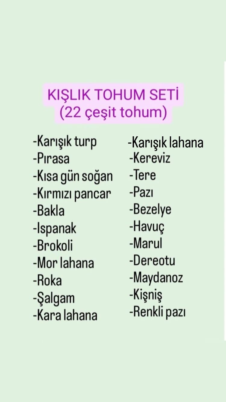 Kışlık Tohum Seti (22 çeşit tohum)