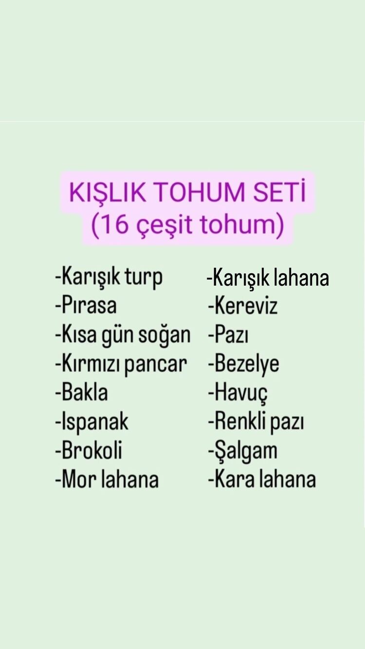 Kışlık Tohum Seti (16 çeşit tohum)