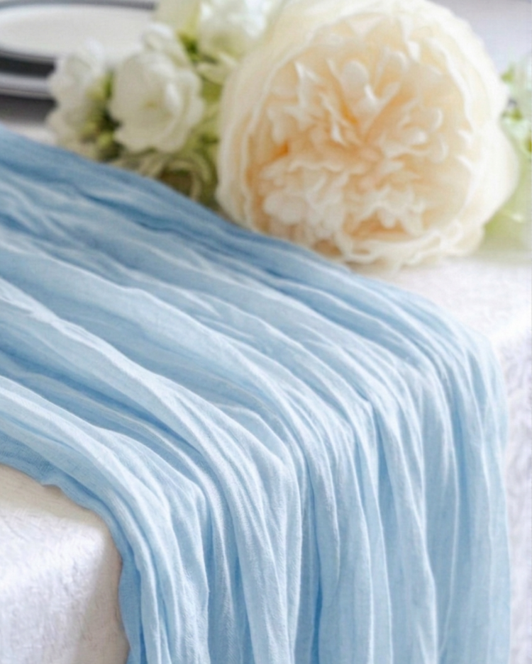 Bebek Mavisi Bohem Runner -Baby Shower, Organizasyon & Davet Masa Örtüsü 50x200