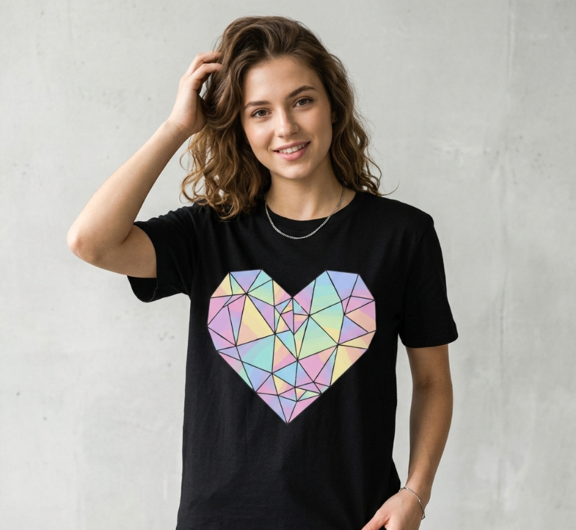 Geometric Colorful Heart Vector - Rainbow Crystal Heart SVG, EPS, PNG, DXF - Digital Download