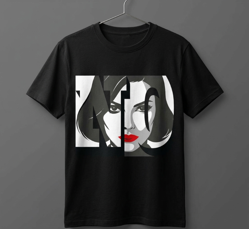 Modern Woman Portrait Vector Art - "NO - WOMAN" Bold Graphic Design SVG, EPS, PNG, DXF, AI