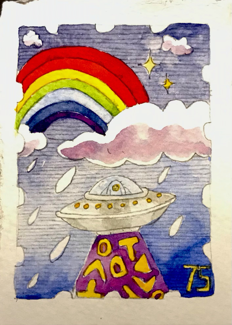 With rainbow