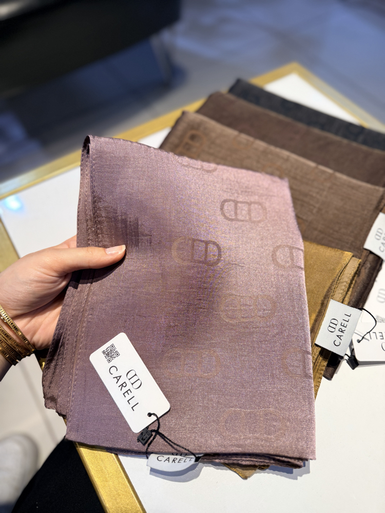 CARELL |  Etiketli Monogram Desen Liora Pamuk Şal gülkurusu