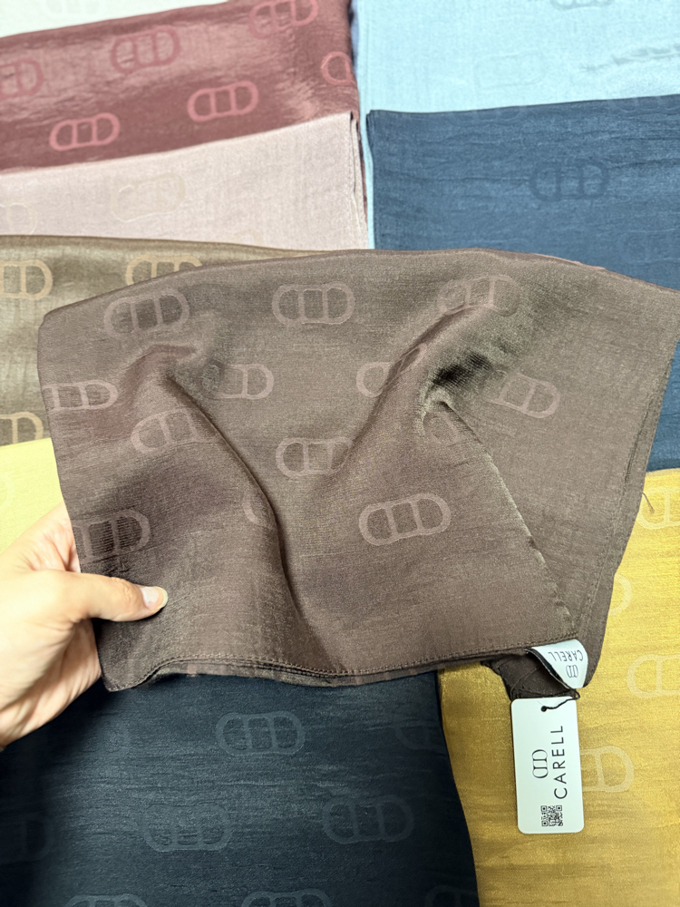 CARELL |  Etiketli Monogram Desen Liora Pamuk Şal mocha