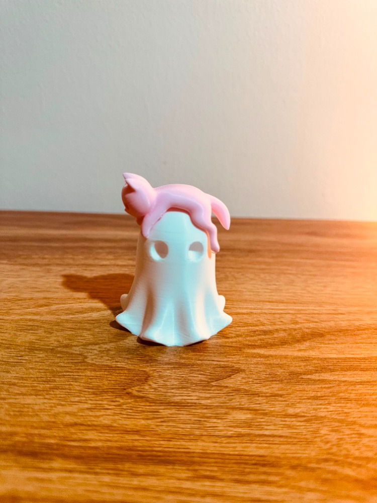 3D Kedili Hayalet Pembe