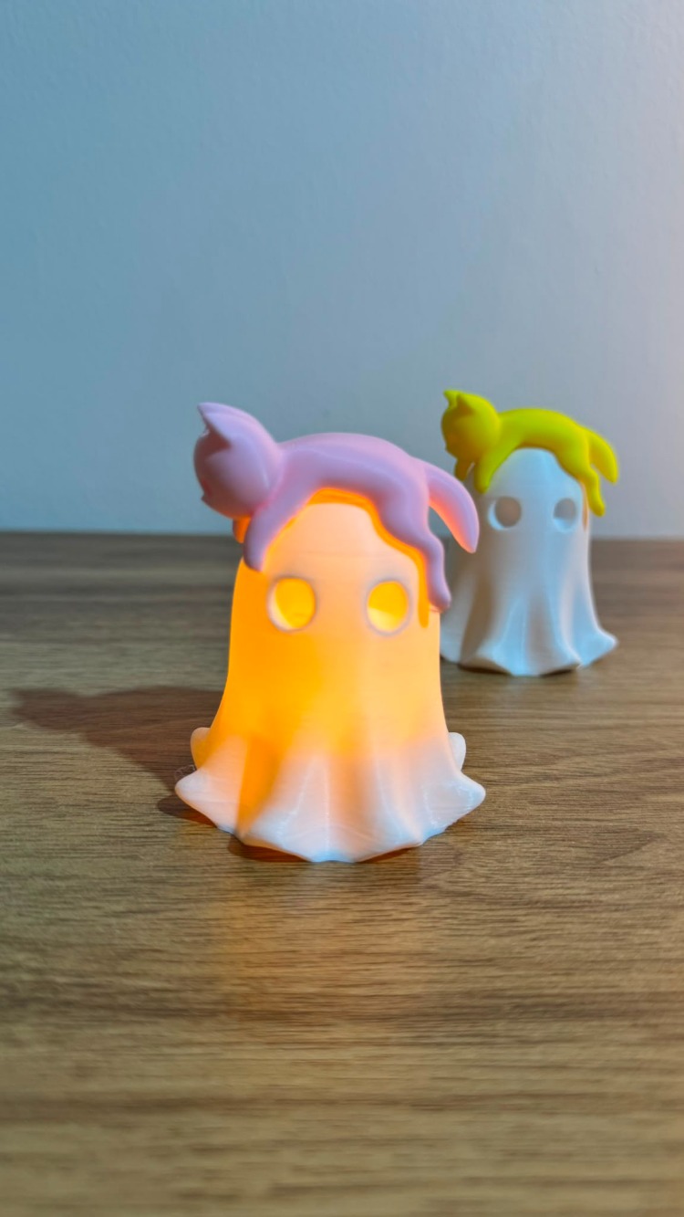 3D Kedili Hayalet Pembe