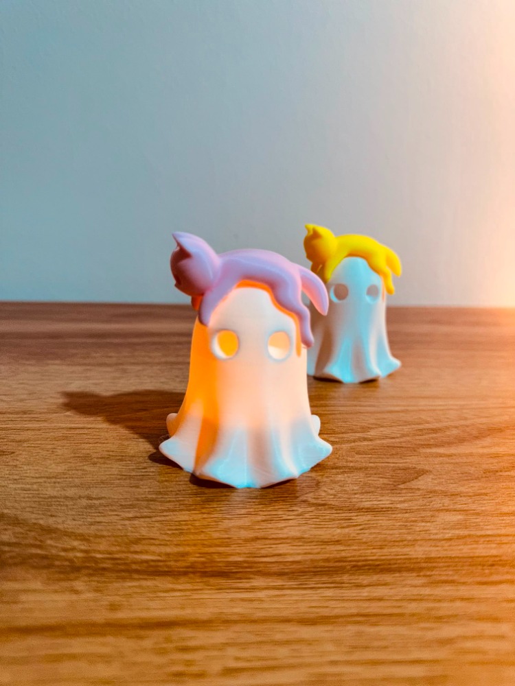 3D Kedili Hayalet Pembe