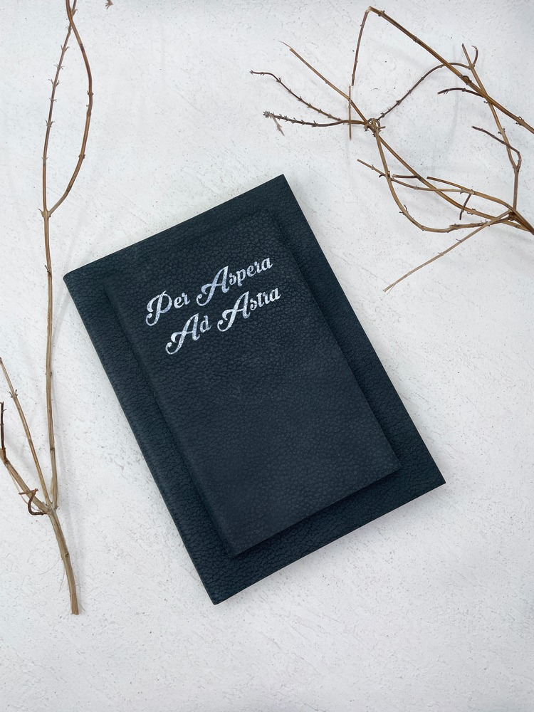 Per Aspera Ad Astra - Gri Deri Defter (Küçük) - L.K - Tomoe River Defter