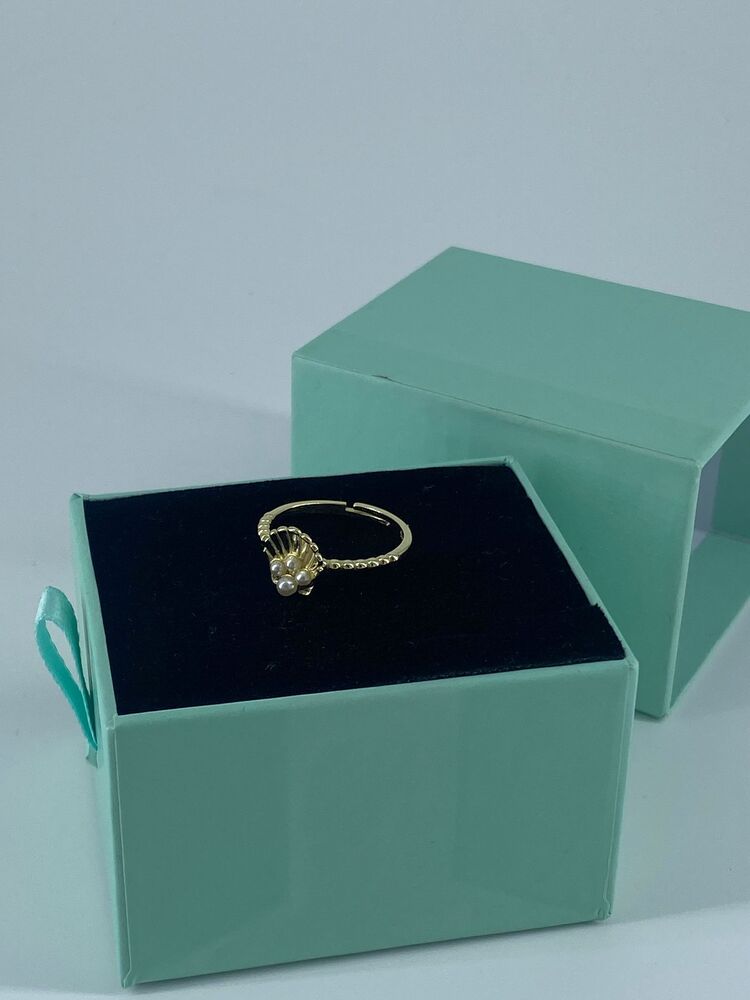 Gold İncili Deniz Kabuğu Yüzük | 925 Ayar Gümüş