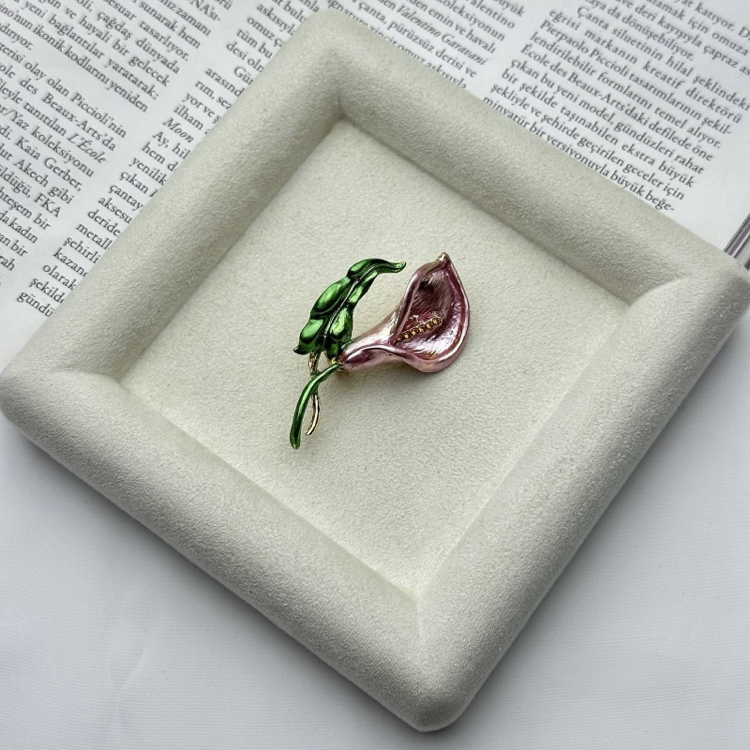 Pembe Gala Çiçek Broş