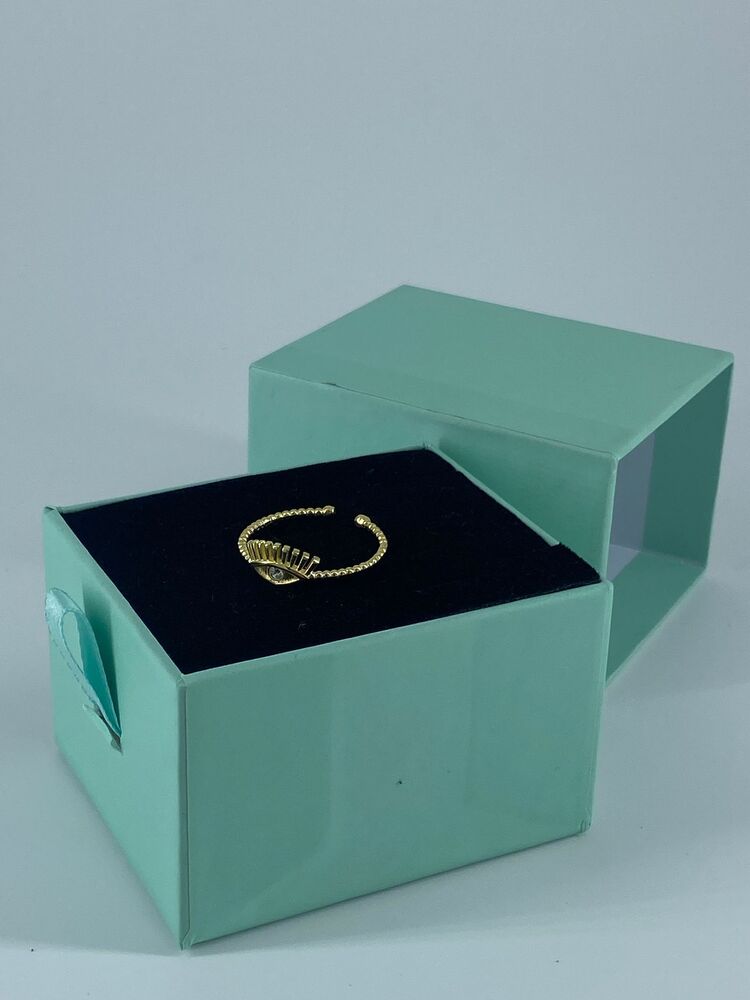 Gold Taşlı Göz Yüzük | 925 Ayar Gümüş