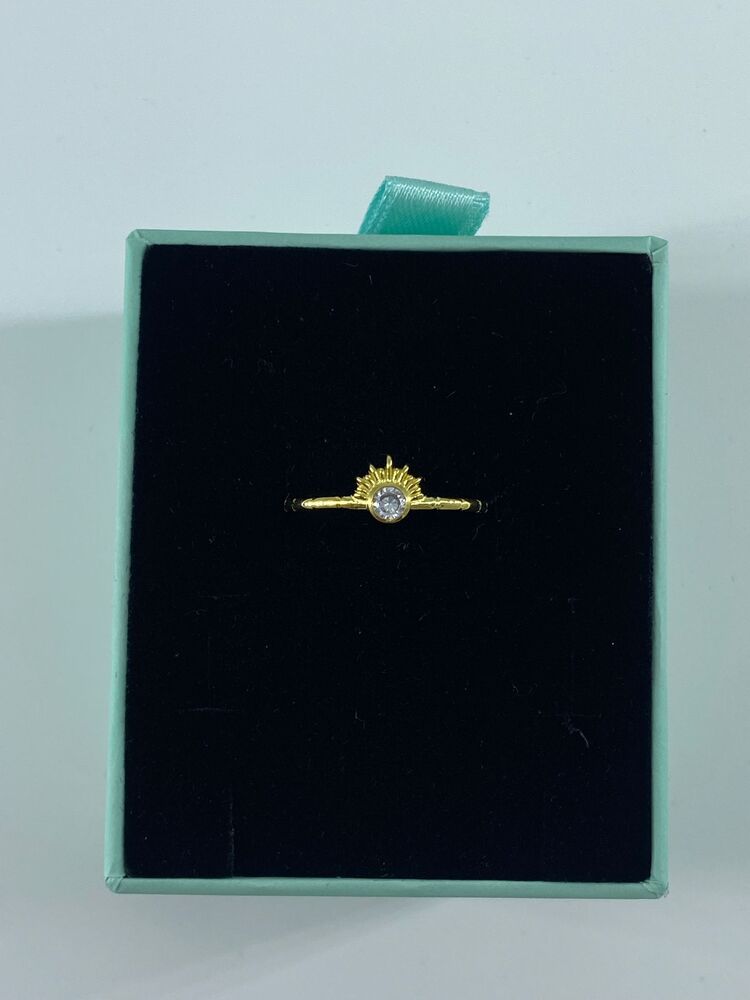 Gold Güneş Yüzük | 925 Ayar Gümüş