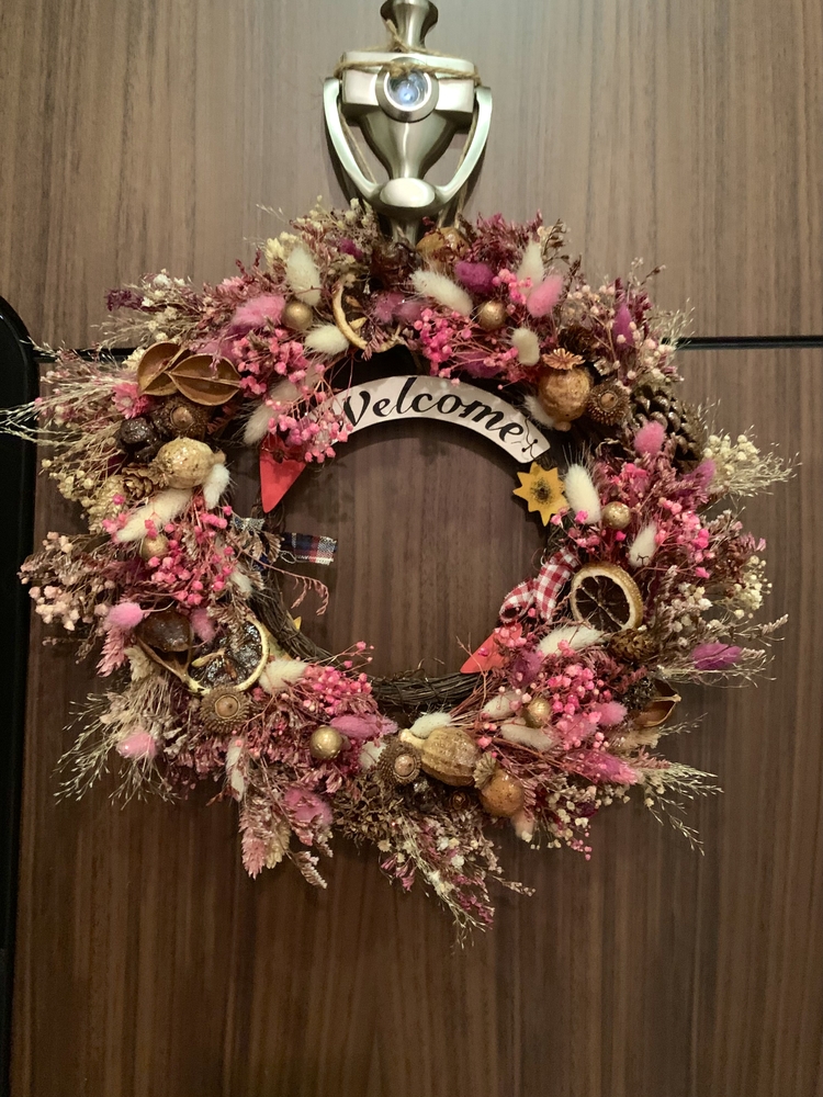 Pembe Düşler Doğadan çember kapı duvar süsü
