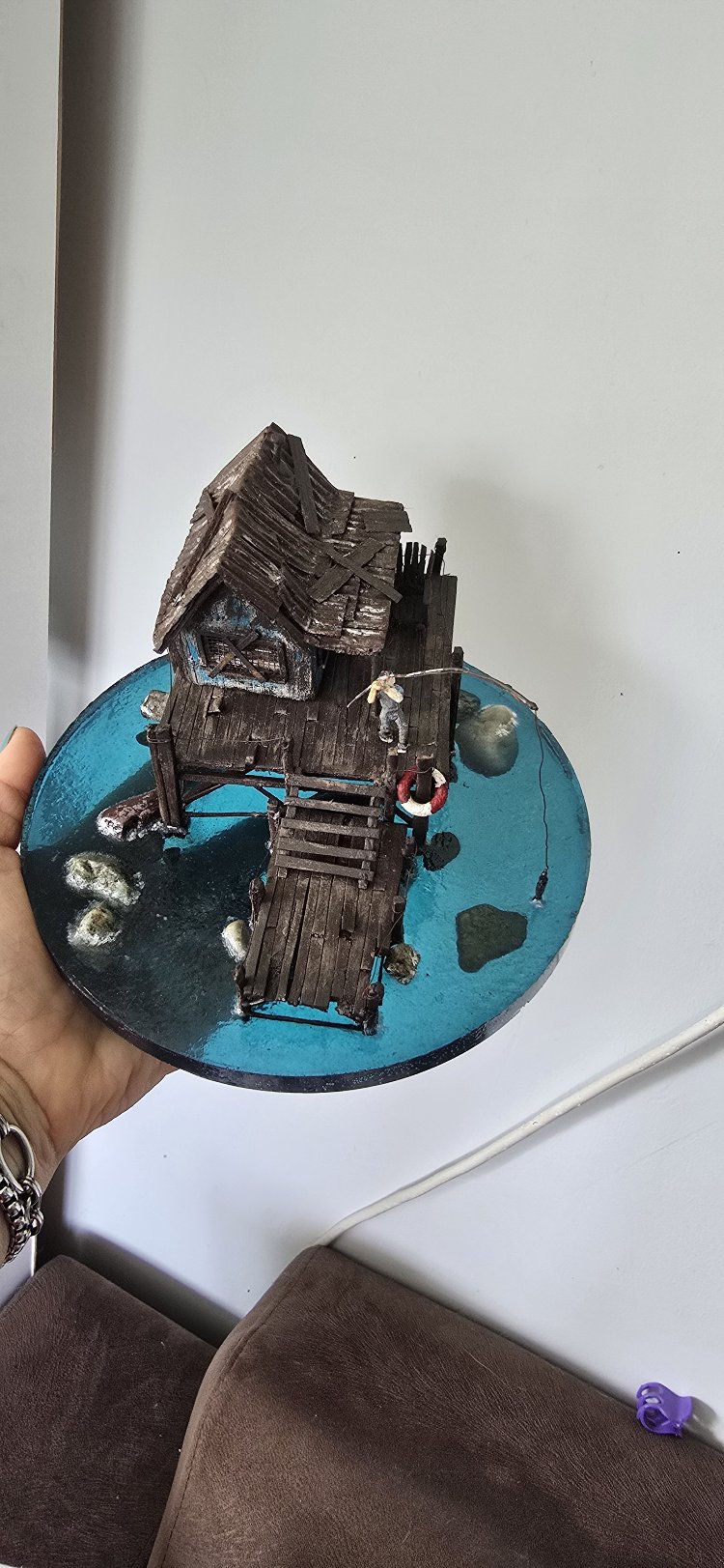 epoksi deniz üzerinde balıkçı evi ve balıkçı #diorama