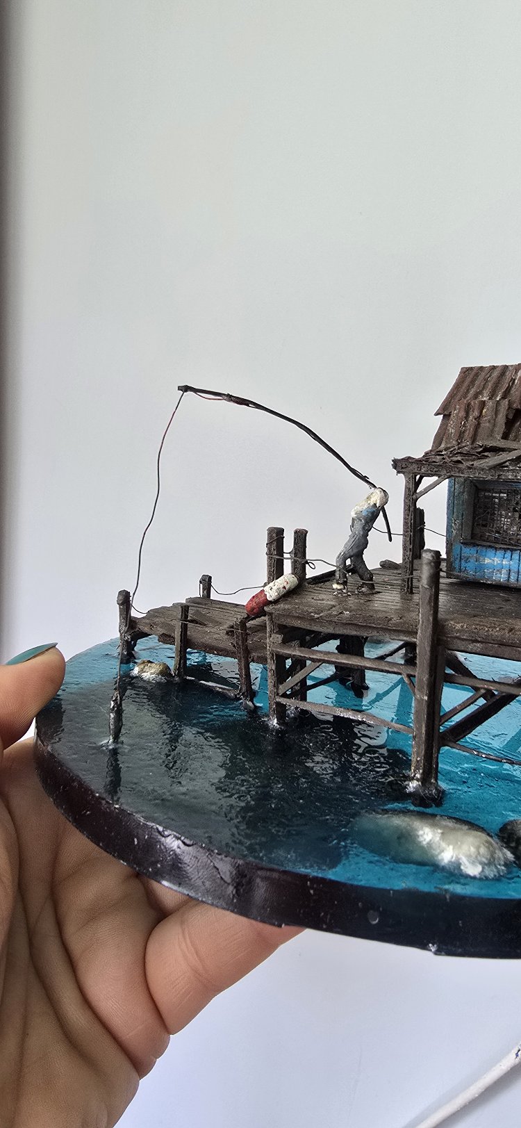 epoksi deniz üzerinde balıkçı evi ve balıkçı #diorama