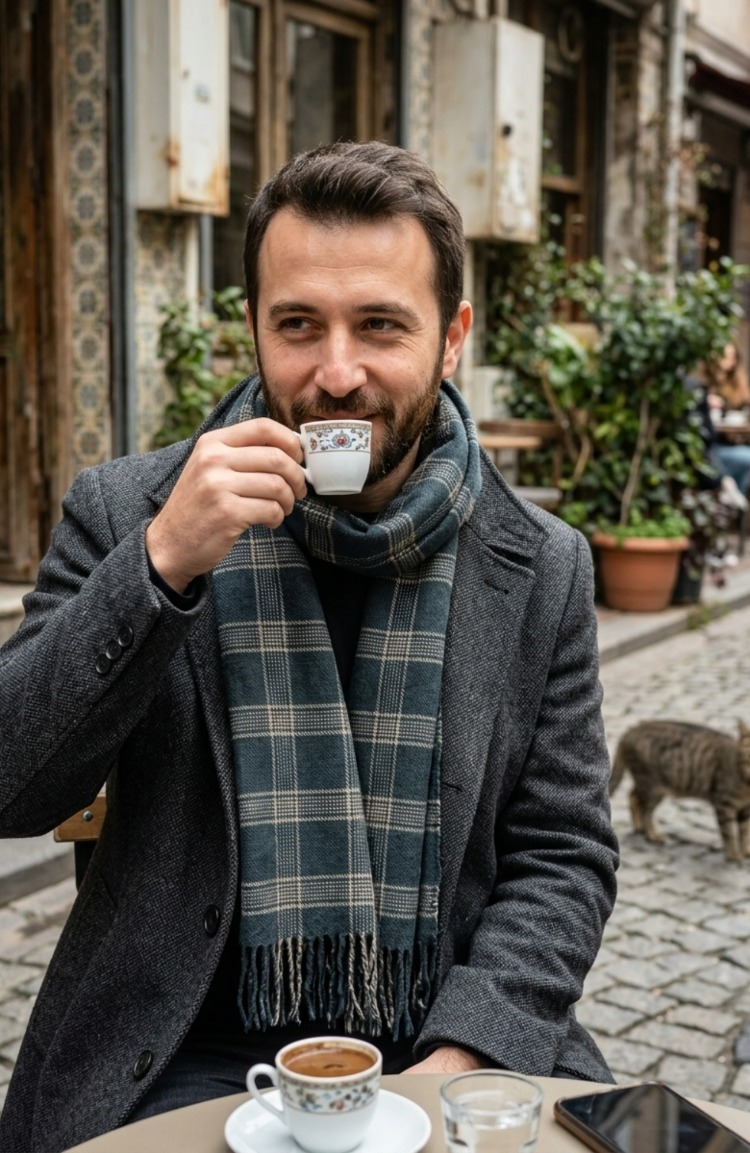 Erkek Kışlık Kaşkol Atkı Dokuma Püsküllü Yumuşak Dokulu Kışlık Kaşkol Atkı